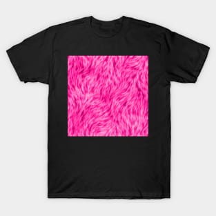 Bright Neon Pink Fur Design T-Shirt